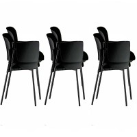 Pack de 6 sillas Step con estructura epoxy negro y tapizado Baly (textil) o piel ecológica en diferentes colores con brazo de pala